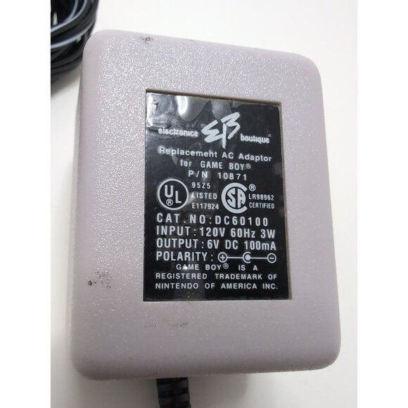 Electronic Boutique EB Games Replacement AC Adapter Nintendo Game Boy 6V 100mA - Picture 2 of 4
